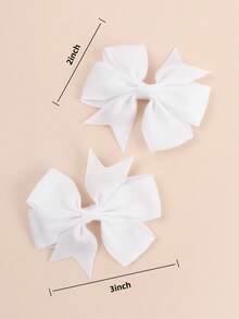 2 chiếc kẹp tóc nơ bằng vải jacquard màu trắng, kẹp tóc hình cá sấu, phụ kiện tóc thời trang phù hợp cho bé gái, trẻ em, bạn thân, du lịch xuân/hè, đám cưới, quà tặng dự tiệc. - trắng - Xem 4