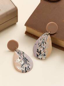 1 Pair Retro Earth Tone Polymer Clay Drop Earrings With Rainbow Shape Gilding Foil Texture Pattern Round Design Dangle Earrings For Women Daily Casual Travel Vacation Wear And Boho Style Lovers - Retro-style Gold-plated Multi-color - View 10