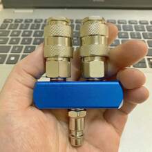 Acoplador divisor de colector neumático tipo UE de 2/3/4 vías, conector de compresor de bomba de Gas de aire de ajuste rápido con enchufe de rosca G1/4 QSMN - 3 vías con enchufe - Ver 5