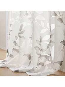 EstiloTendenciaMadison Park - Cortinas Transparentes Para Dormitorio, Modernas Y ContemporáNeas, De Lino Natural, 84 Pulgadas De Largo Para Sala De Estar, Cortina Transparente Moderna Con Ojales Cecily Botanical, 50 Pulgadas De Ancho X 84 Pulgadas De Largo, Paquete De 1 PanelCalidad PremiumVersióN Mejorada - hojas grises - Ver 11