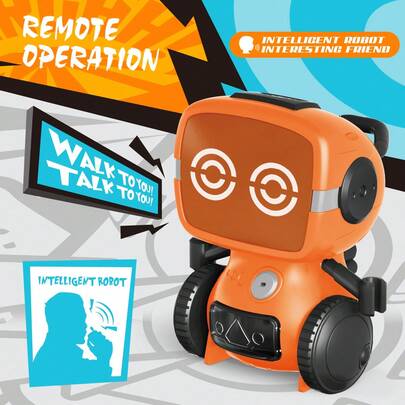 Jouet robot télécommandé, jouet programmable STEM interactif et multifonctionnel, robot télécommandé avec rotation à 360° et déplacement, avec apparence adorable, doté d'un talkie-walkie, de lumières LED et d'effets sonores. Jouet télécommandé éducatif idéal pour les garçons et les filles - cadeau de Noël ou d'anniversaire parfait