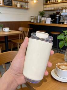 1 pieza Taza de café con aislamiento al vacío de acero inoxidable, aislamiento térmico a prueba de fugas y de larga duración para leche, café, té, jugo, adecuado para regalos de vacaciones y de negocios, regalos para el hogar, taza para exteriores de todas las estaciones, oficina y escuela, taza creativa de unicolor - Multicolor - Ver 1