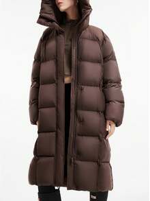 CAMEL CROWN Women's Long Down Jacket, Thick Design, Suitable For Autumn/Winter, Warm, Hooded, Down Filled, Waterproof, Insulated - Dark Coffee - View 2