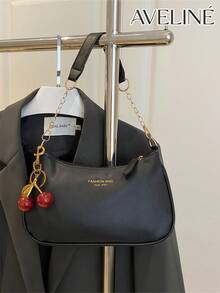 2026 New Fashion Classic Versatile Letter Graphic Decor Solid Color Waterproof PU Fabric Shoulder Bag/Crossbody Bag, Suitable For Shopping, Foldable - 黑色 - 查看 7