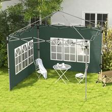 Outsunny 2 Paredes Laterales para Carpas de 3 x 3 / 3 x 4 m, 295x195 cm, Paredes Laterales de Repuesto para Cenador de Tela Oxford con Ventana, para Jardín, Exteriores, Fiestas - Verde - Ver 1