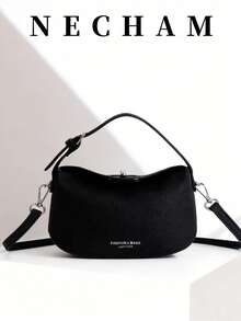 1pc Versatile Handbag, Boxy Design Small Bag, Unique Lock Closure, Suitable For Commuting, Shopping, Dating, Party - Black - View 3