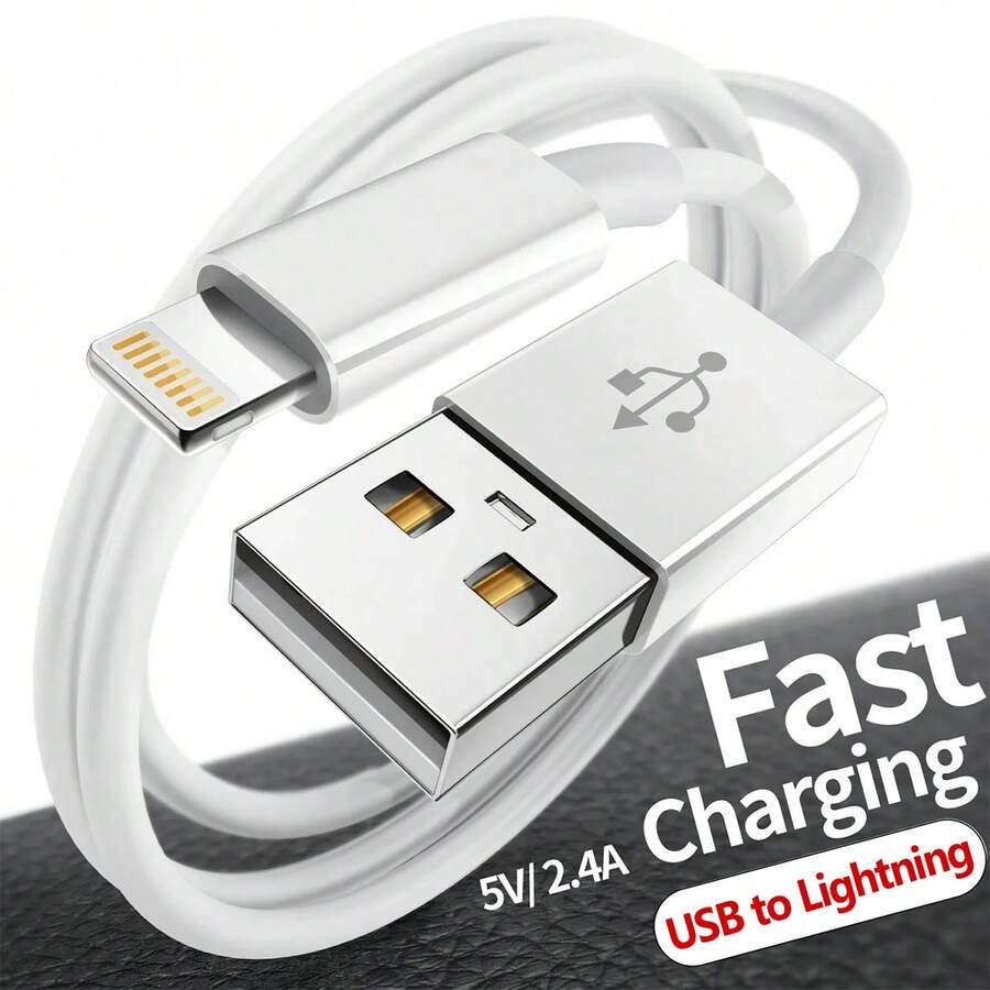 1/2/5条装 20W USB 转 Lightning 快充数据线，高效数据传输线，3.3 英尺/100 厘米，适用于苹果 CarPlay 的车载数据线，兼容 14/13/12/11/Pro Max Plus 系列 - 白色