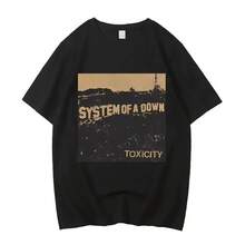 Camiseta de Alta Calidad Street Rock A Down Toxicity, Cubierta de Álbum de Música, Estilo Igual para Hombres y Mujeres, Cómoda, Moda Casual - Negro - Ver 11