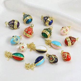 1ชิ้น จี้ไข่อีสเตอร์เคลือบทองแดง, เครื่องประดับอเนกประสงค์สำหรับ DIY สร้อยข้อมือ, สร้อยคอ, ต่างหู, กระเป๋าเป้