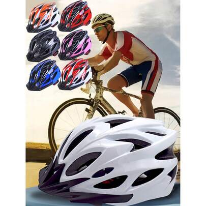 1顶成人自行车头盔，轻便男女通用，舒适带衬垫和遮阳板，多种颜色可选，适用于成人和青少年山地车和公路车，优质气流一体化可调节保护，适用于山地和公路骑行。