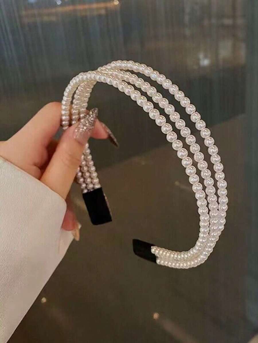 1 chiếc băng đô cài tóc nữ sang trọng, cổ điển, đính ngọc trai giả, phù hợp cho sử dụng hàng ngày, dự tiệc, sự kiện. Có thể dùng làm phụ kiện tóc, băng đô, dây buộc tóc, băng đô cài tóc, phụ kiện làm đẹp tóc tại nhà. - trắng - Xem 1