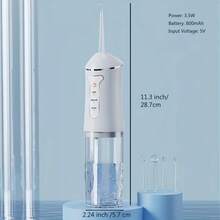 便携式电动冲牙器，3种模式，4个喷嘴，可充电式水牙线，适合旅行、居家、牙套护理和口腔健康，是节日送礼的理想之选，支持无线USB充电，配备800mAh电池