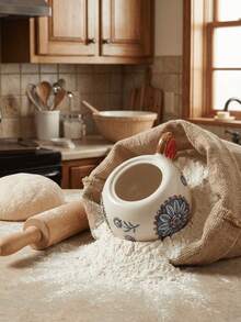 1pc 400ML Rooster Ceramic Seasoning Jar With Small Spoon, Hand-Painted Chicken Lid Ceramic Spice Storage Jar - Blue - View 3