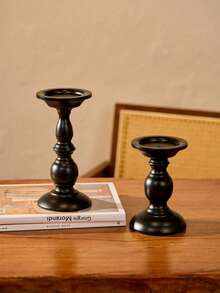Portavelas negro vintage - Diseño clásico tallado, adecuado para colocar en la mesa del comedor, estantería de la sala de estar y mesa de café. Puede sostener velas de pilar para agregar una atmósfera cálida y elegante, un artículo de decoración del hogar popular para crear un ambiente de iluminación de moda. - Multicolor - Ver 8