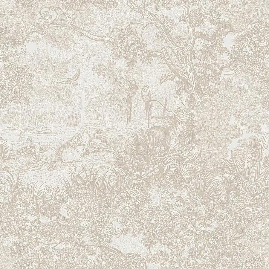 Heroad Peel And Stick Wallpaper Beige Neutral Vintage Forest Animals Floral Wallpaper Removable Se--Adhesive Contact Paper For Bedroom Living Room Cabinets Decoration Thicken Vinyl 17.3inch X 197inch - 中性的 - 查看 1
