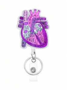 1pc Retractable Nurse ID Badge Holder, Can Be Used As Keychain, Key Chain, ID Card Holder, With Keyring, Cute Heart-Shaped Acrylic ID Badge Holder, Great Gift For Women, Nurses, Doctors, Employees. Valentine's Day Car Accessories Hanging Ornament, Gothic Y2K Style Bag Hanging Strap With ID Holder, Christmas Car Accessories Hanging Ornament, Creative Gift For Teachers, Friends, Sisters - Multicolor - View 9