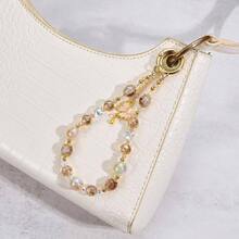 串珠手机手链挂绳，手机蝴蝶结吊坠腕带挂绳，可爱风吊坠腕带，相机包配件，兼容安卓及大多数智能手机，送给母亲、家人、朋友、孩子、生日、节日的礼物 - 黃蝴蝶 - 查看 5