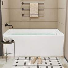 60" X 30" Acrylic Drop-In Bathtub, Glossy White Soaking Tub With Storage Ledge, Right Drain & Integral Flange - Right Drain - View 1