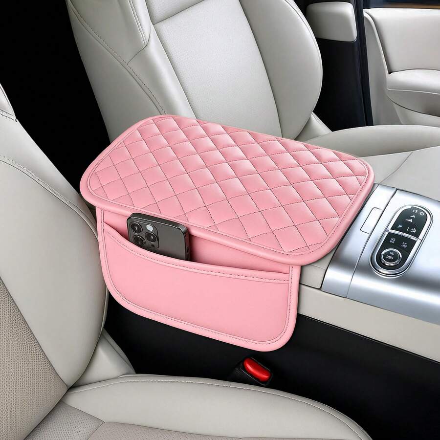 Car Middle Center Console Cover With 2 Storage, Car Booster Pack,Universal Microfiber Leather Car Armrest Cover Cushion For For Most Vehicles, Memory Foam Comfort Stylish Leather Scratch-Resistant Car Armrest Box, Thickened Upgraded Pink Car Acessesories Car Essentials Car Armrest Box Booster Pad Car Crash Pad - Nhiều màu - Xem 1