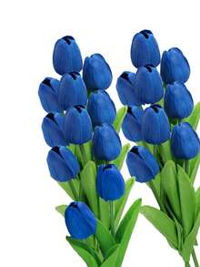 1/3/10/20pcs Realistic Artificial Tulip Flowers, Lifelike Texture, Suitable For Wedding, Room, Home, Hotel, Party, Events, Valentine's Day, New Year And Other Occasions - Royal Blue - View 9