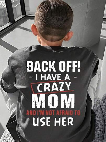 Tween Boy Slogan Print Round Neck Short Sleeve Casual T-Shirt