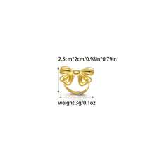 1PC Stylish And Personalized Sweet Bow Series Stainless Steel Gold Open Ring, Suitable For Girls' Everyday Wear, Parties, And Holiday Gifts - Gold - View 13