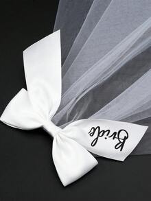 1pc Elegant Romantic Bridal Veil Bow Hair Clip, Wedding Hair Accessory Valentine's Day Accessories - Multicolor - View 6