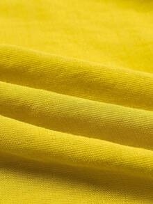 abyoxi 黄色性感垂褶领无袖荷叶边下摆系带露脐上衣，纹理面料，休闲时尚度假海滩风，春夏新款女装 - 黃色 - 查看 8