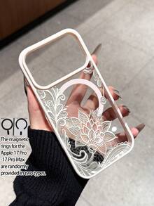 1pc Creative Acrylic Personalized Pattern Magnetic Wireless Charging Anti-Drop Phone Case Compatible With IPhone 16 15 14 13 12 11 Pro Max, Transparent Phone Cover - Multicolor - View 5