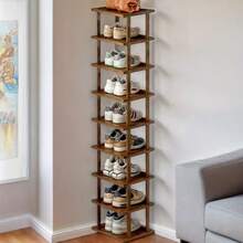LOVEWE 9-Tier Teak Bamboo Shoe Rack 25cm - Narrow Vertical Storage For Entryway - Màu gỗ - Xem 4