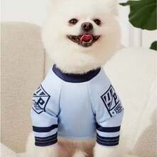 1件宠物猫狗蓝色#32 LA字母印花T恤，时尚休闲透气柔软狗狗T恤 - 淺藍色 - 查看 5