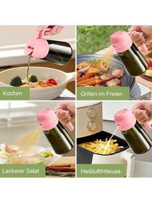 EstiloYARRAMATE Dispensador De Aceite De Oliva Juego Con Scuro Protezione Dalla Luce, 470Ml 2 En 1 Spray De Cocina, Verde Pulverizador De Aceite De Calidad Alimentaria (Negra)VersióN Mejorada - Rosa - Ver 8