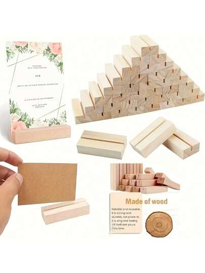 6/12/15件装木质亚克力标牌架，桌号牌底座，桌卡和明信片展示架，名片夹，适用于婚礼、订婚、单身派对、生日、毕业舞会、酒店、圣诞节、新年、万圣节、感恩节、复活节等场合。