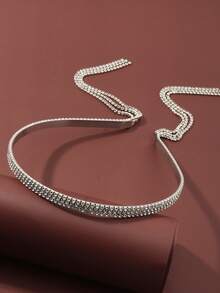 1pc Women's Fashion Shiny Silver Rhinestone Tassel Headband, Elegant Bling Headpiece Suitable For Daily Wear, Wedding, Party, Banquet - Silver - View 4