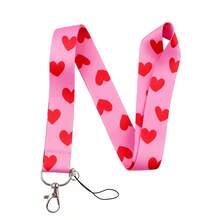 1个情人节心形钥匙扣，尼龙挂绳，可用于手机、相机、身份证、挂绳 - 彩色 - 查看 1