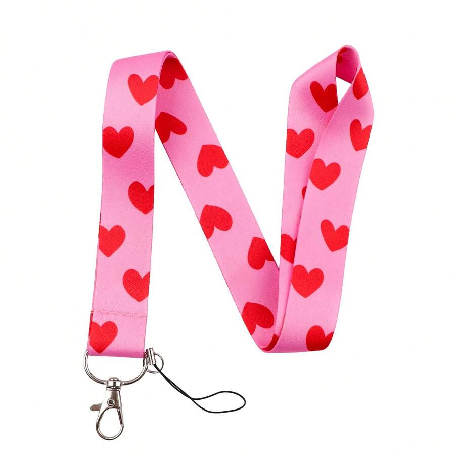 1个情人节心形钥匙扣，尼龙挂绳，可用于手机、相机、身份证、挂绳 - 彩色 - 查看 1