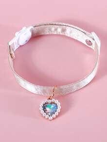 1 Stück Katzenhalsband mit Kunstperle und Zirkonia, süß, leicht, anti-würge, verstellbar, um Ihre geliebte Katze wie eine Prinzessin aussehen zu lassen - Verschiedenfarbig - Übersicht 13