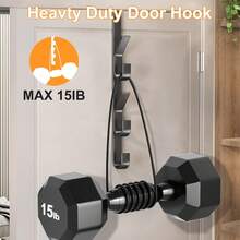 1pc/2pcs Carbon Steel Over-The-Door Hook - Heavy Duty Metal Multipurpose Towel Rack | Space-Saving Vertical Design Storage Hanging Hook Rack | Bathroom Over-The-Door Towel Hanger, Titanium Color, No Drilling Required, Suitable For Bedroom - Multicolor - View 3