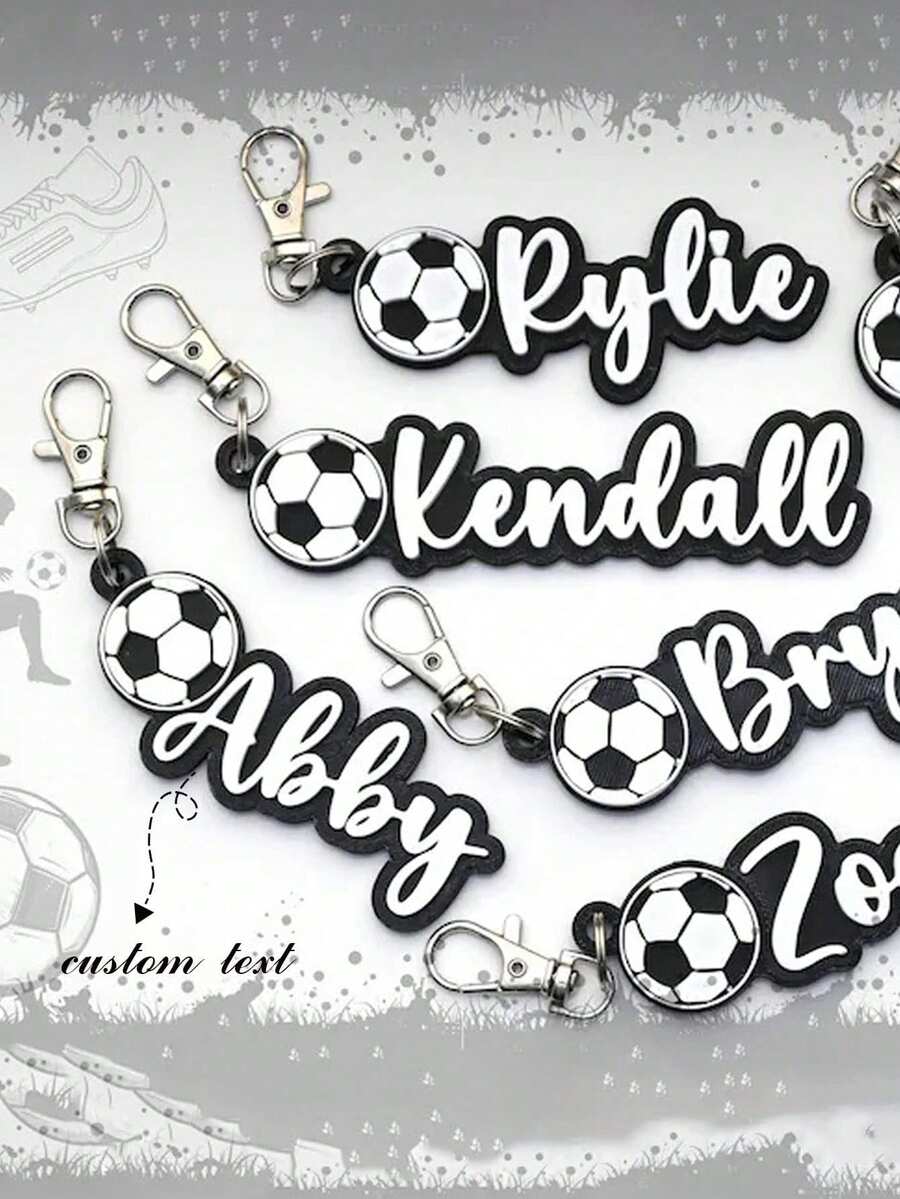 Customized Football Name Tag - Personalized Football Bag Tag For Men & Women, Customizable With Name/Team - Football Gift - Football Team Gift - Football Keychain - Multicolor - View 1