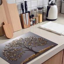 1pc Flat Stove Protector Mat, Rubber Non-Slip Heat-Resistant Kitchen Utensil Protector Mat, Suitable For Induction Cooker, Glass Stove, Multi-Functional Anti-Scratch Mat, Also Can Be Used As Oven, Washing Machine, Dryer, Kitchen Protector Mat. - Multicolor - View 8