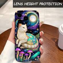 1PC Phone Case ,  Cat Galaxy Mushrooms Stars Night , Stylish Phone Case, Phone Decoration, All-around Lens Protection, Creative Small Gift, Funny Gift for Boys and Girls - ブラック - チェックする 4