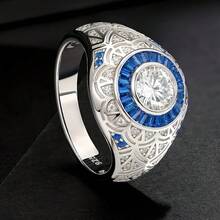1pc S925 Silver Inlaid 3-Carat Moissanite Unisex Ring, Suitable For Daily Wear As A Birthday Gift For Family, Friends, Couples, Holiday Gifts, Halloween, Christmas, Valentine's Day, Carnival - 3CT - Xem 4
