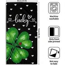 Black White Polka Dot Towels Set Of 2, Boho Polka Dot Hand Towels For Bathroom 14"X28" Vintage Doodle Towels Soft Absorbent Bathroom Hand Towel For Face, Gym, Spa, Kitchen - 聖派翠克節三葉草 - 黑色 - 查看 2