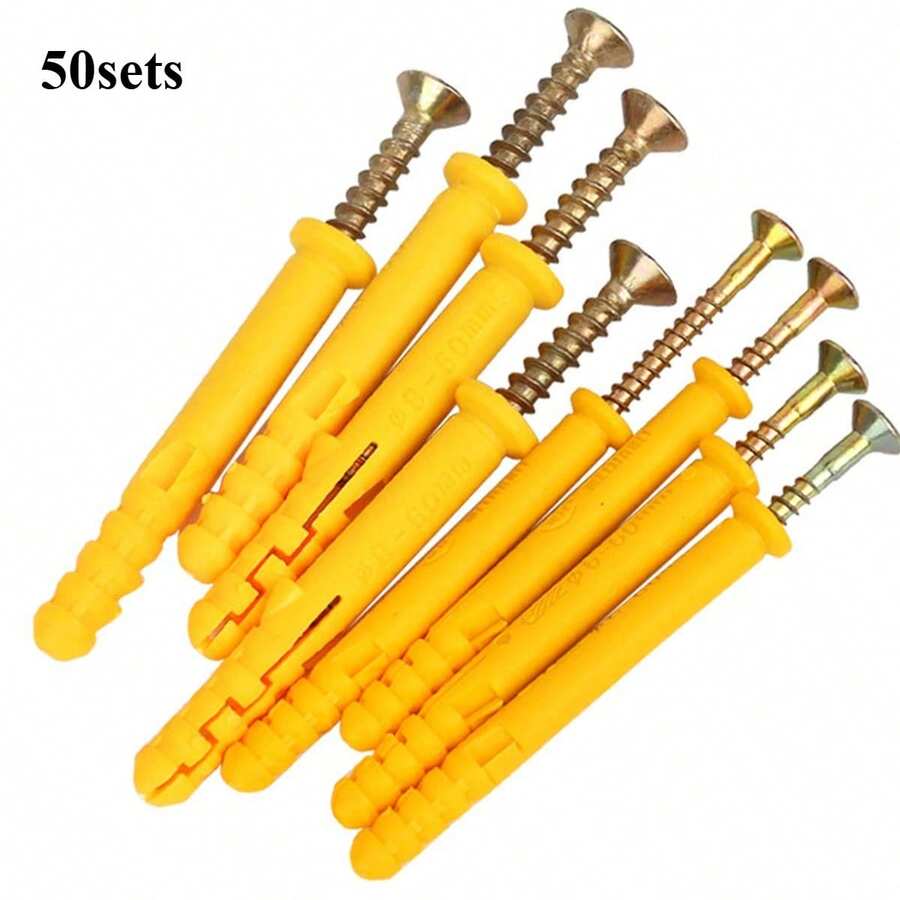 50sets 8 X 60mm Ribbed Plastic Drywall Anchor Kit-Wall Anchors With Screws-Plastic Self Drilling Drywall Ribbed Anchors Assortment With Screws(Φ8-60mm, 20set, M5 X 60) - Multicolor - View 1