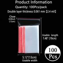 XZV 100 túi nhựa khóa kéo nhiều kích cỡ, kiểu dáng từ 1"-12", dày 0.04mm, hai lớp, chống thấm nước và bụi, có thể tái sử dụng, thích hợp để đóng gói quà tặng, trang sức, phụ kiện, sử dụng tại siêu thị, các bữa tiệc, Ngày Valentine, họp mặt gia đình, tựu trường, Ngày của Mẹ, lễ tốt nghiệp, tự làm đồ thủ công, Halloween, Giáng sinh. - Trong suốt 100 chiếc - Xem 18