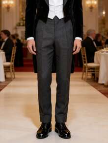 Men's Tailored Dress Pants - Dark Grey - View 2