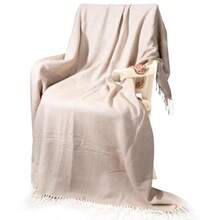 FIAN KIKIGOAL Manta de Punto para Sofá y Cama Cobija Punto con Borlas Suave y Cálido 130 * 170 cm Manta Tejida Cálida Ligero para Viaje Sofá Picnic Dormitorios Cama Caqui - Caqui - Ver 2