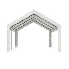 Carport/Shed 4x6m – With Separate Sectional Doors At The Front And Rear For Bilateral Access, Reinforced And Watertight Construction – Removable Roof And Side Walls - White - View 7