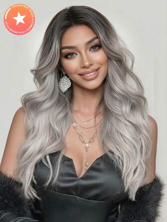 วิกผมสังเคราะห์ลอนคลื่นยาวสีทอง Ombre หรูหรา เหมาะสำหรับผู้หญิง - ทนความร้อน, เป็นมิตรกับผู้เริ่มต้น, มาพร้อมกับหมวกตาข่ายกุหลาบ, ความหนาแน่น 100%, เหมาะสำหรับใส่ในชีวิตประจำวัน, การจัดแต่งทรงผมที่หรูหรา