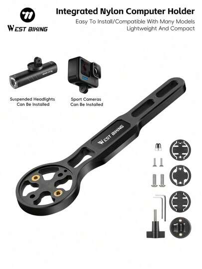 West Biking 1Piece Bicycle Computer Mount Nylon Material Sturdy And Durable Compatible With Various Bike Computers Road Bike Mount Extension Bracket Action Camera Light Accessories